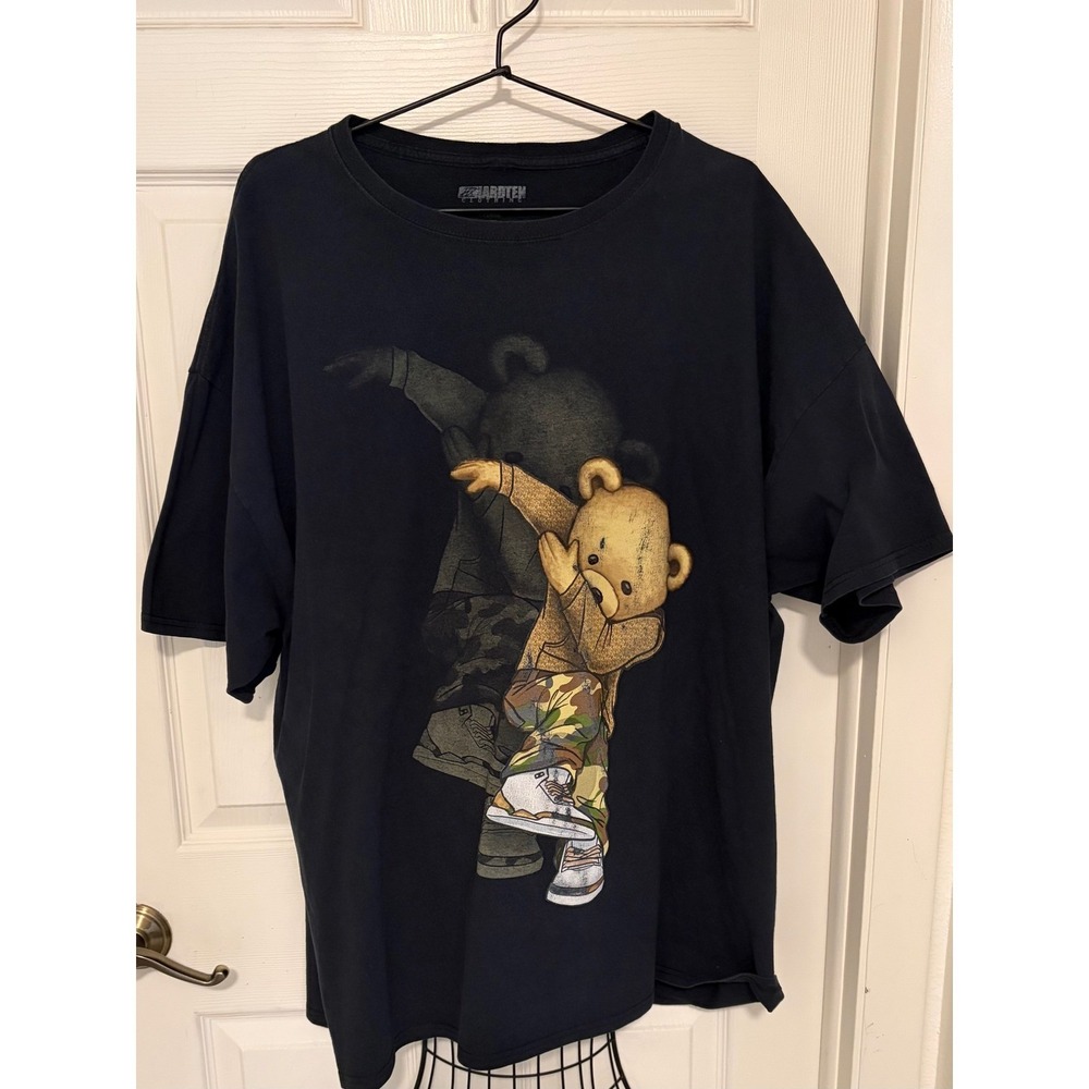 Hardten Mens 3XL Dabbing Teddy Bear Graphic T Shirt Black Streetwear
